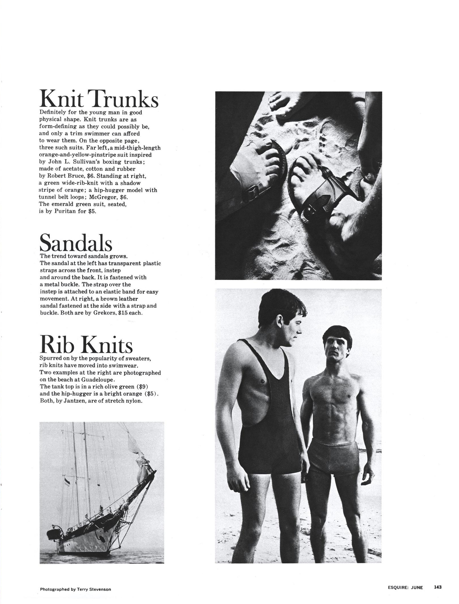 Архив журнала Esquire, июнь 1967. Мужские плавки и купальники в рубчик.
