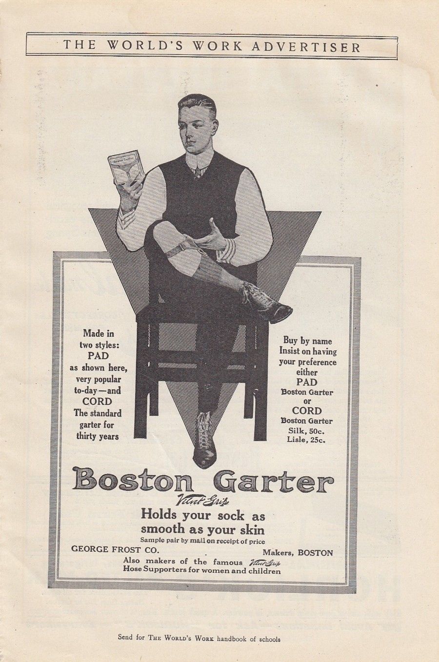 World's Work Magazine (April, 1912), Boston garters adv by George Frost Co.