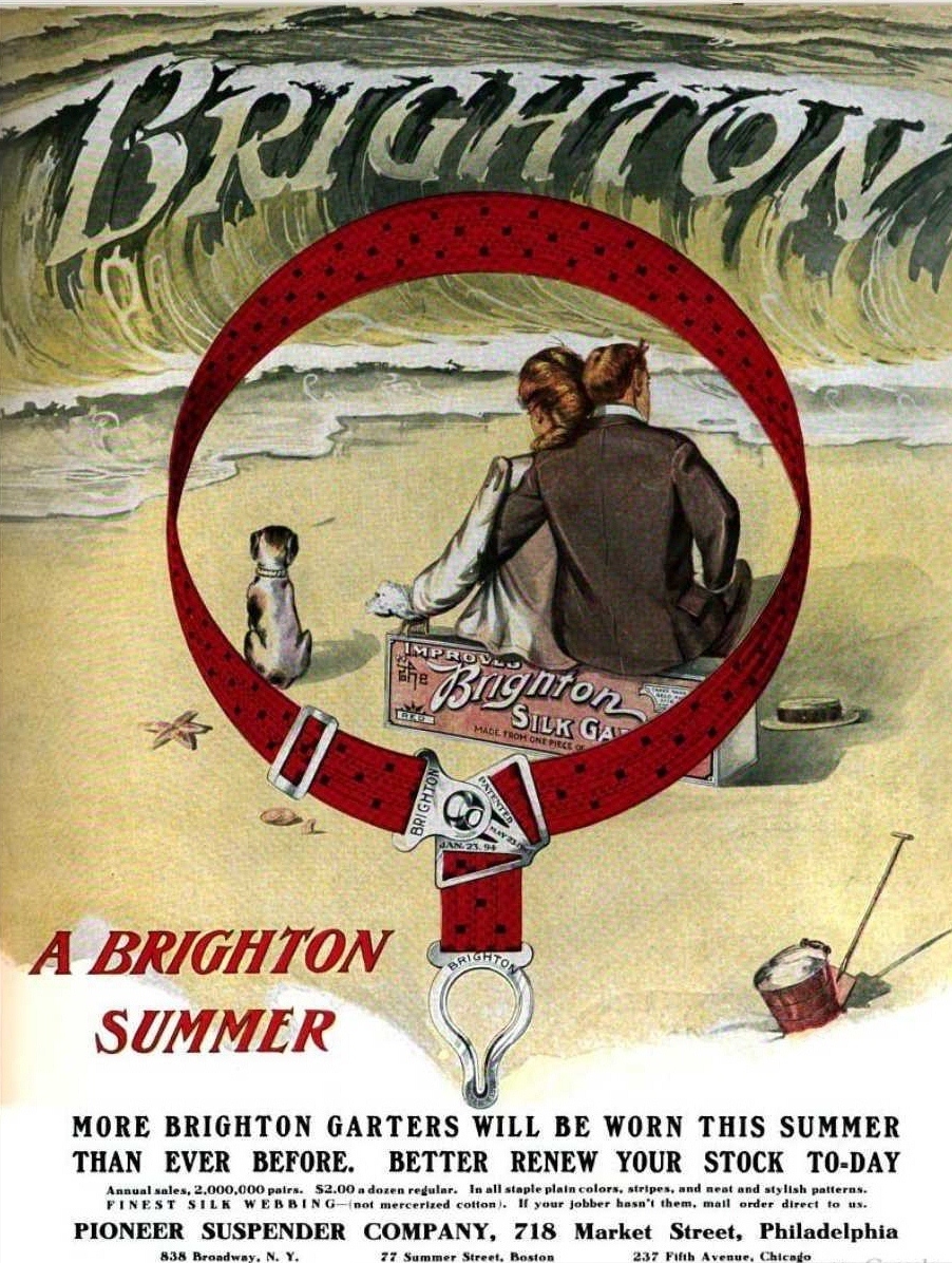 Brighton garters adv Pioneer Suspender Company