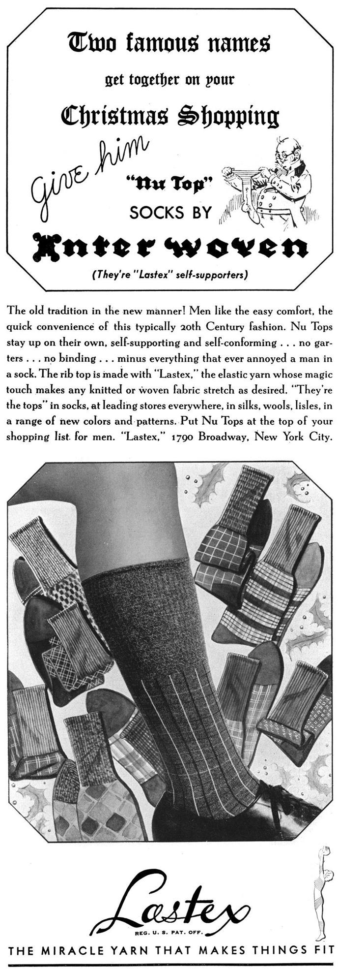 Esquire 1 декабря 1936 года. Реклама носков с ластексом